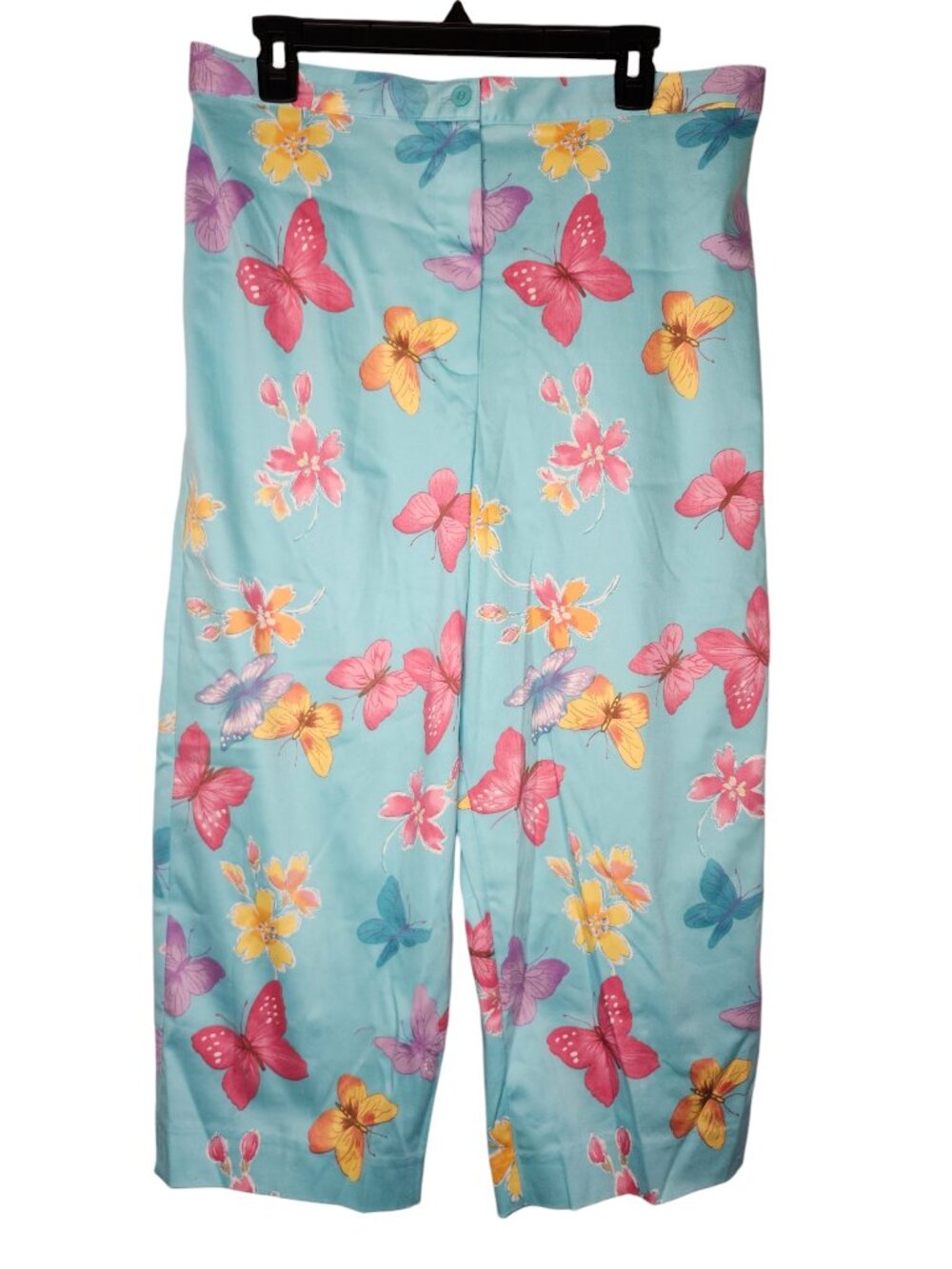 Alfred Dunner Blue Butterfly Print Capris Size 16